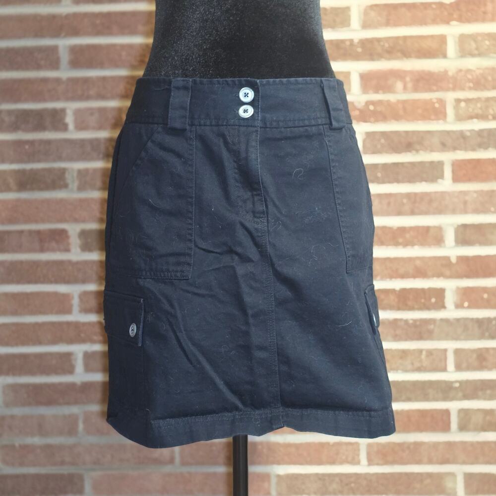 Rafaella Black Cotton Cargo Skort Size 8 Utility Pocket Mini Skirt